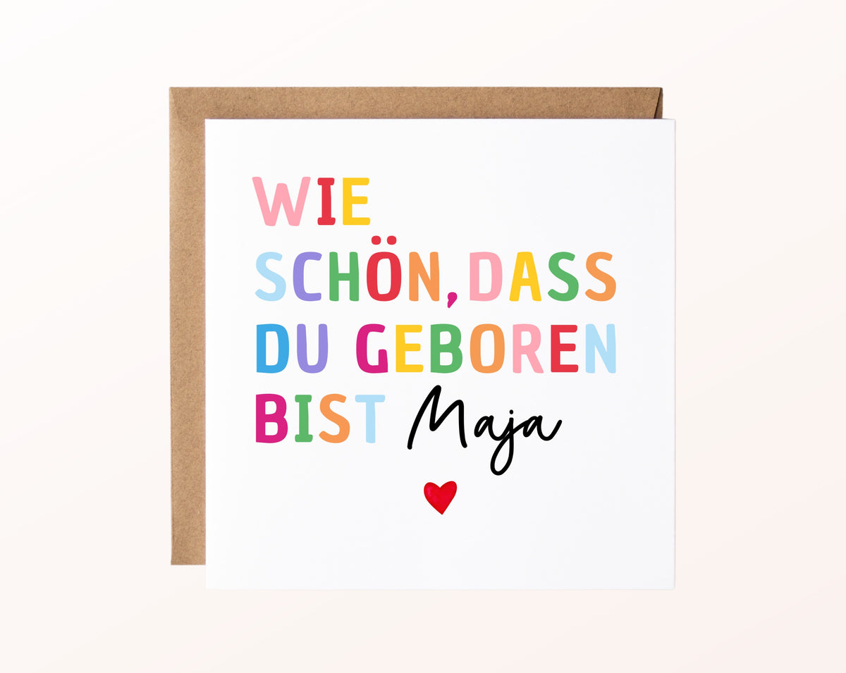 Geburtskarte „Wie schön, dass du geboren bist“ – bunt – FabSiShop Mockup