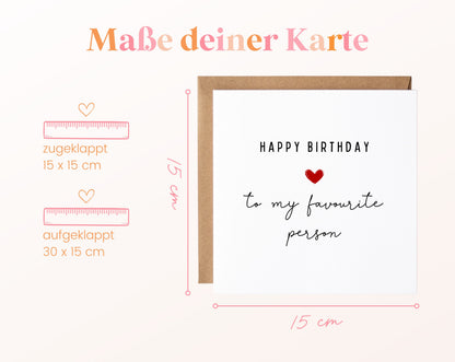 Geburtstagskarte Happy Birthday – Wunschtext – Maße