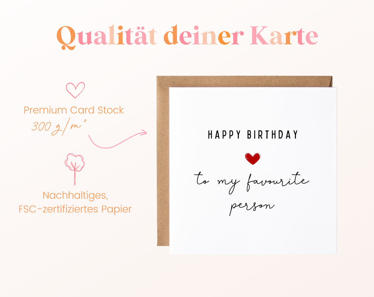 Geburtstagskarte Happy Birthday – Wunschtext – Papierqualität