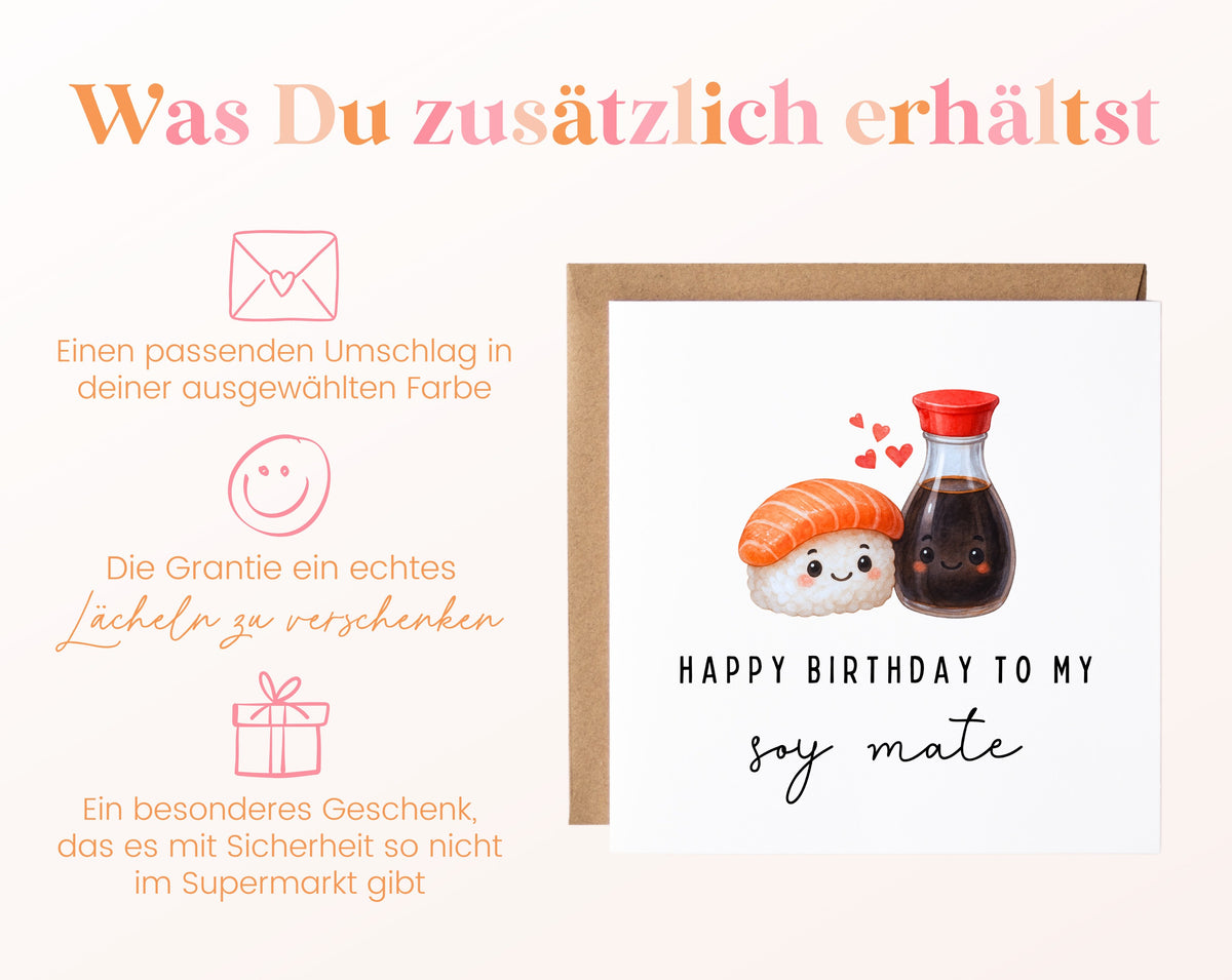 Geburtstagskarte Sushi und Sojasauce – Zusätzliche Informationen
