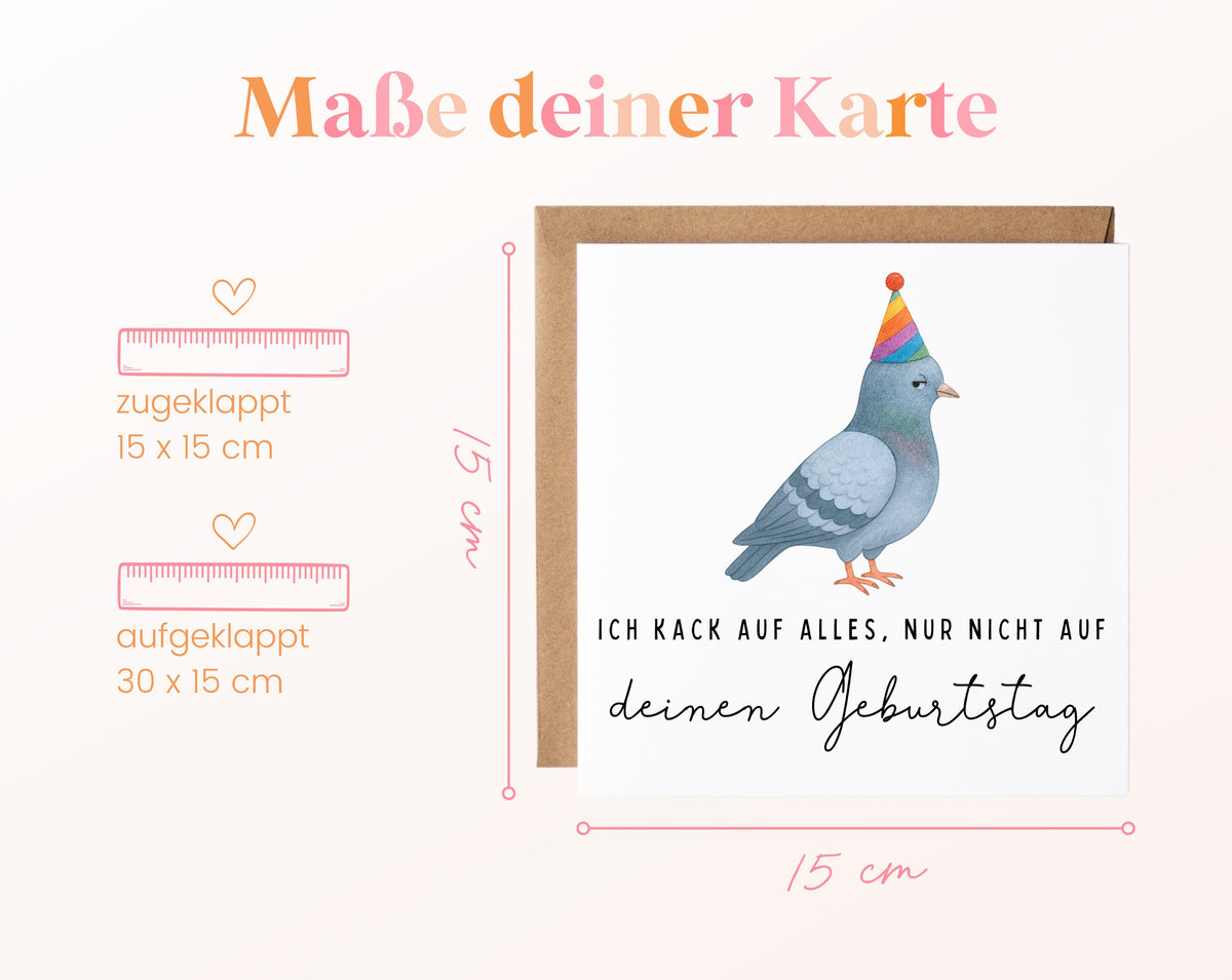 Geburtstagskarte Taube – Deutsch – Maße