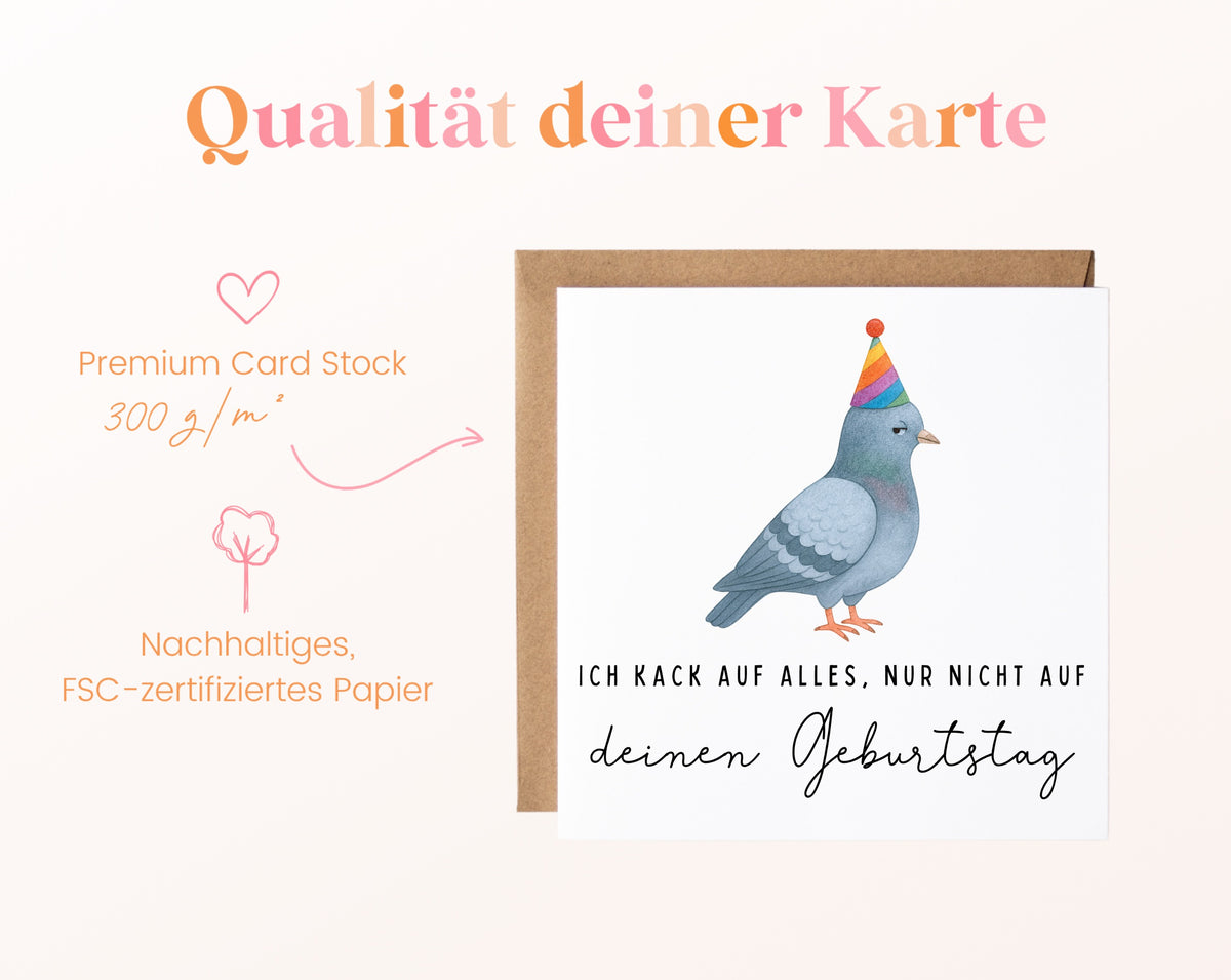 Geburtstagskarte Taube – Deutsch – Papierqualität