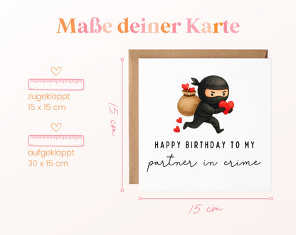 Geburtstagskarte Ninja – Maße