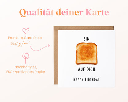 Toast-Geburtstagskarte auf 300 g/m² FSC-zertifiziertem Papier