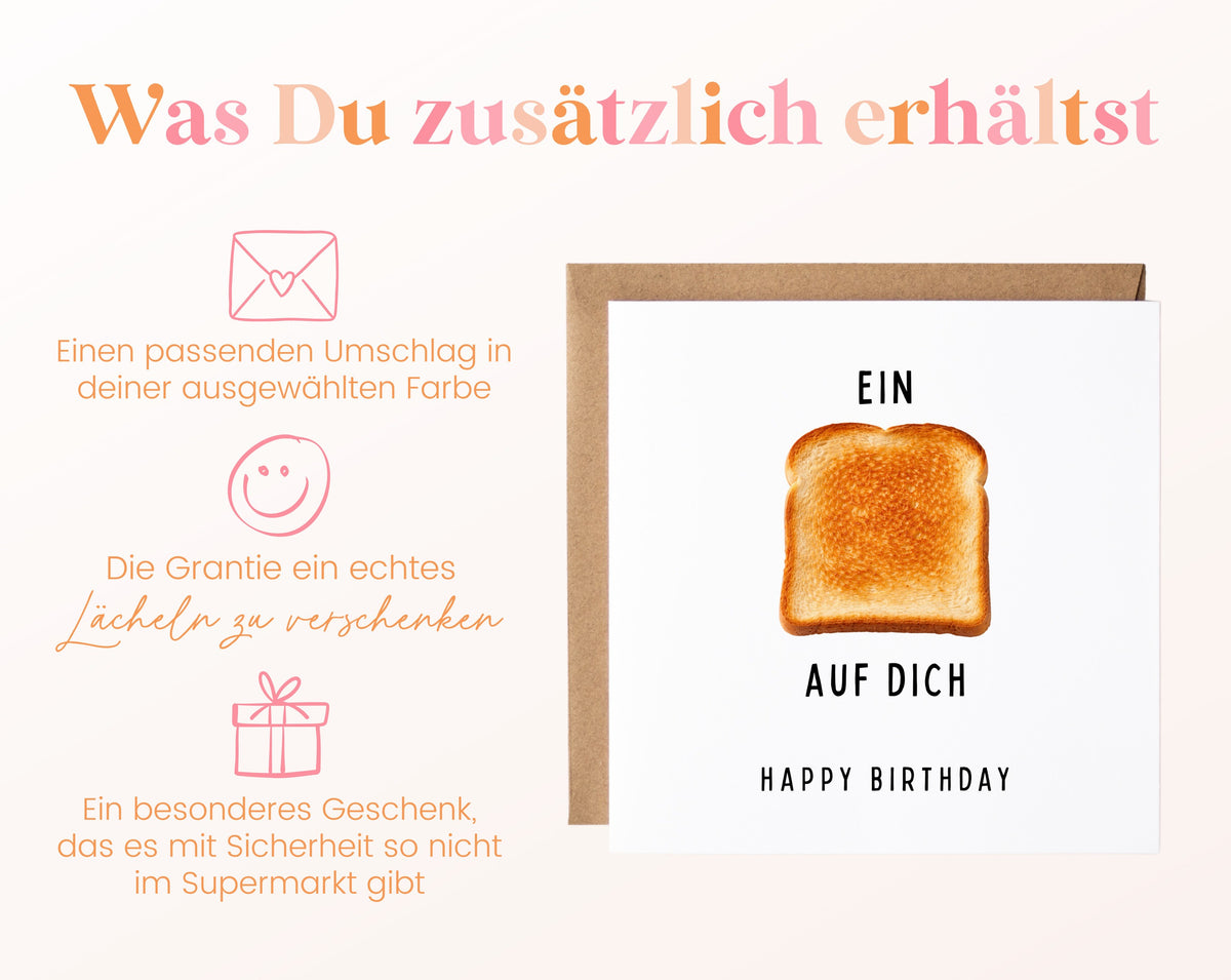 Geburtstagskarte „Ein Toast auf Dich“ inklusive passendem Umschlag