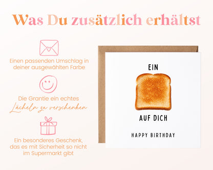 Geburtstagskarte „Ein Toast auf Dich“ inklusive passendem Umschlag