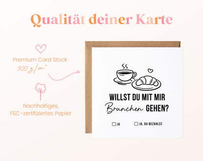 Gutscheinkarte „Brunchen gehen“ aus 300 g/m² FSC-zertifiziertem Papier