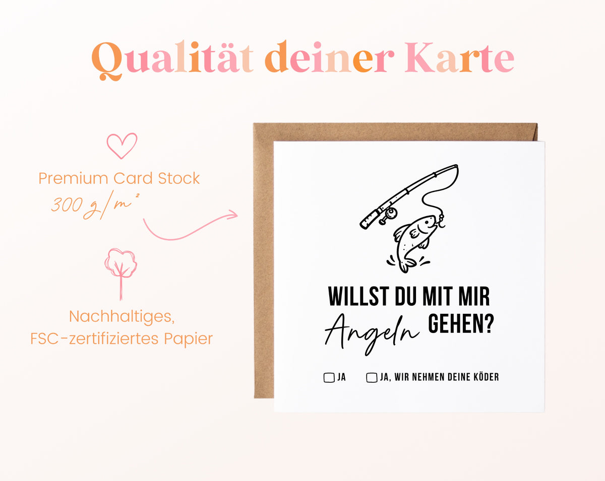 Gutscheinkarte „Angeln gehen“ aus 300 g/m² FSC-zertifiziertem Papier