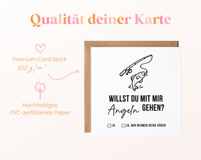 Gutscheinkarte „Angeln gehen“ aus 300 g/m² FSC-zertifiziertem Papier