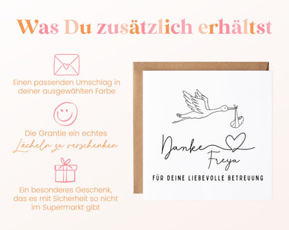 Zusätzliche Informationen – Danke für deine liebevolle Betreuung – Storch mit Wunschname
