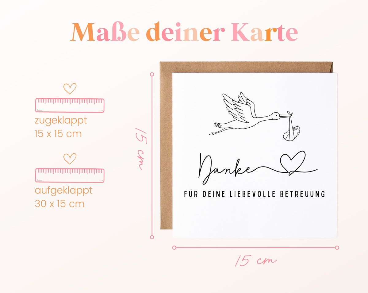 Maße – Danke für deine liebevolle Betreuung – Storch