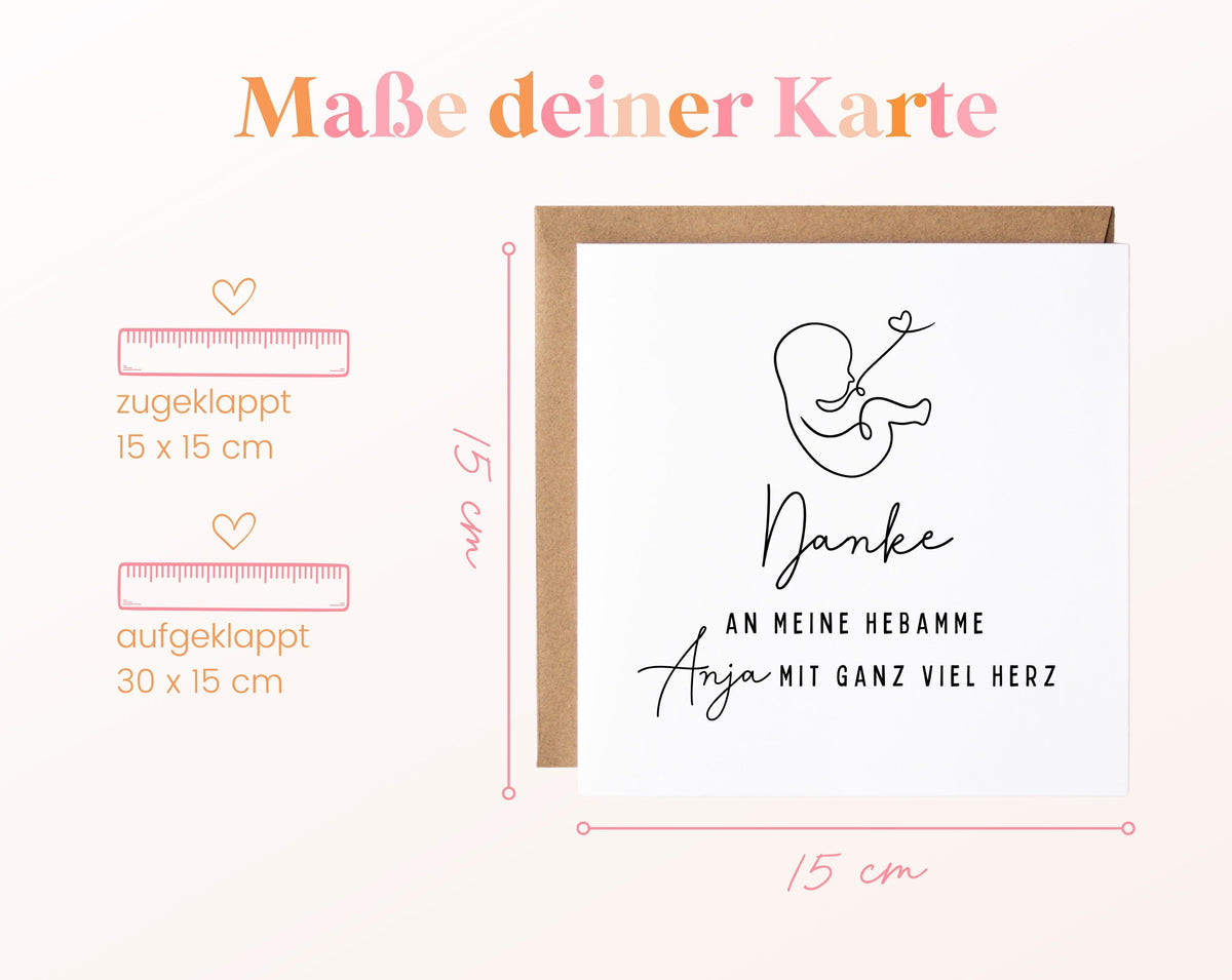 Maße – Danke an meine Hebamme mit ganz viel Herz – Wunschname