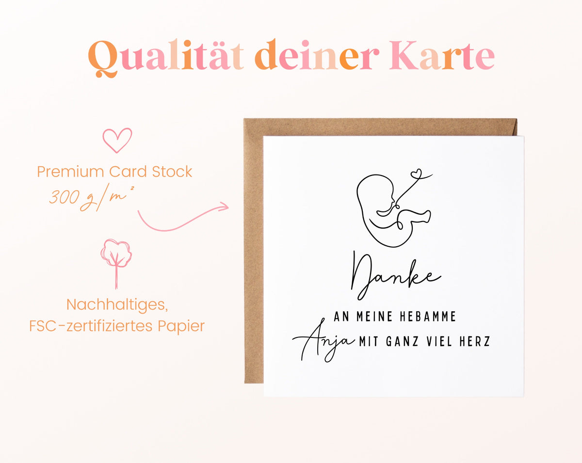 Qualität – Danke an meine Hebamme mit ganz viel Herz – Wunschname