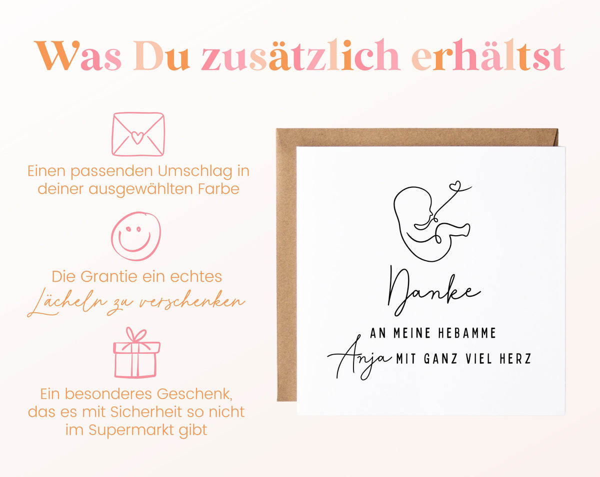 Zusätzliche Informationen – Danke an meine Hebamme mit ganz viel Herz – Wunschname