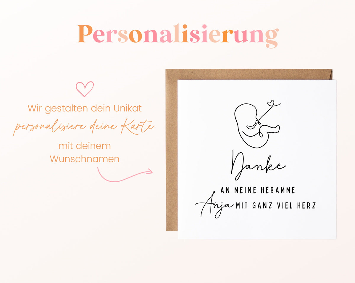 Personalisierung – Danke an meine Hebamme mit ganz viel Herz – Wunschname
