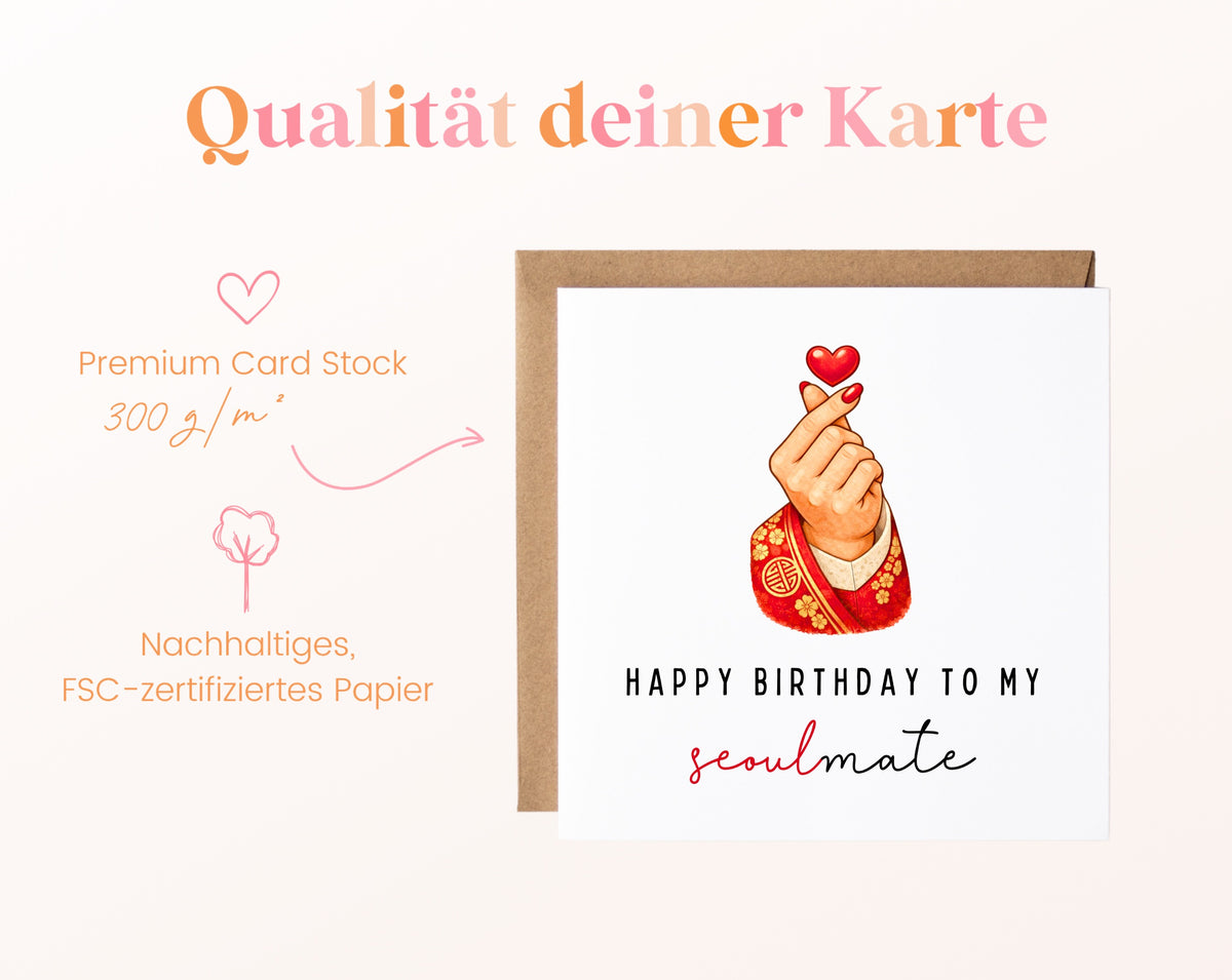 Soulmate Geburtstagskarte – Papierqualität 300 g/m²