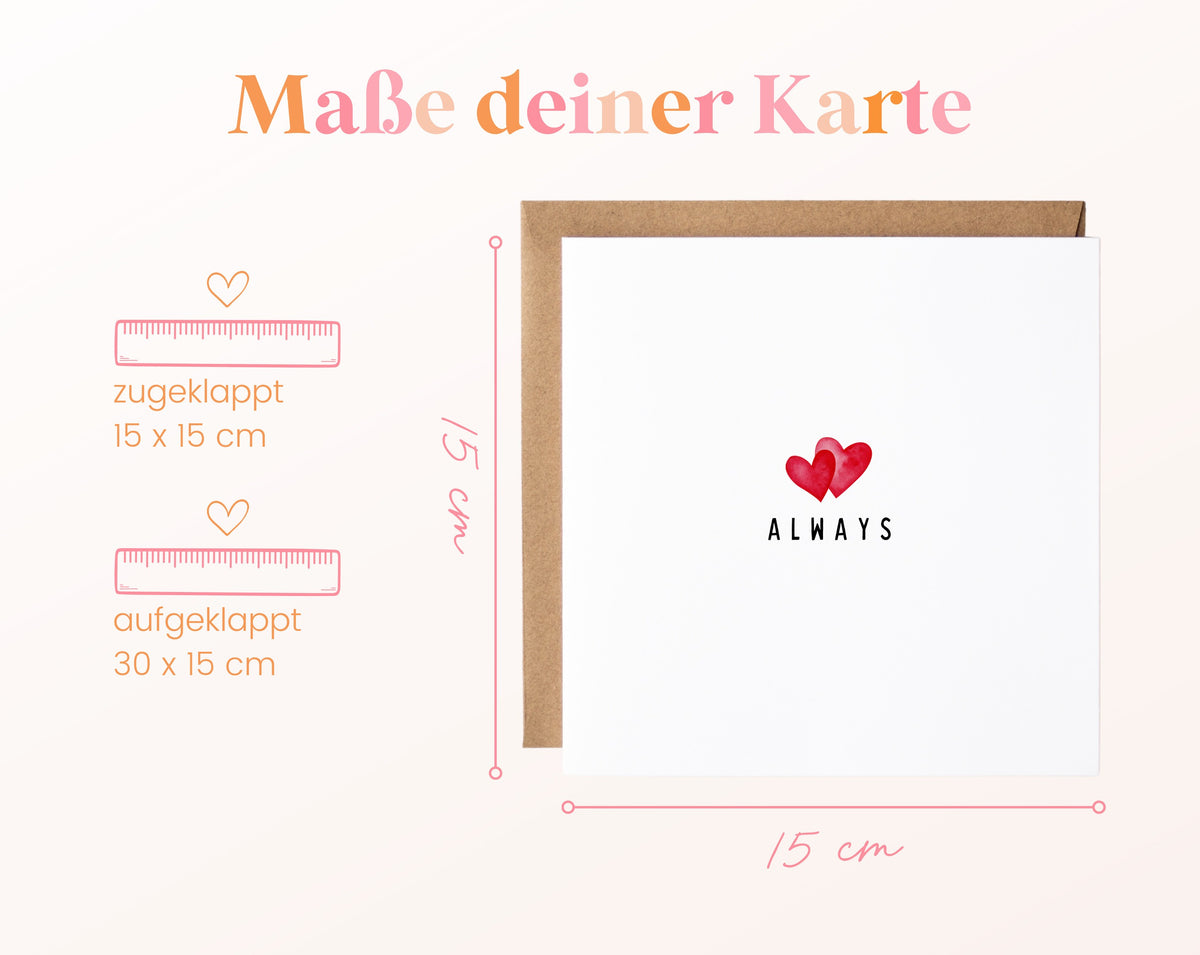 Always Herzkarte – Maße der Klappkarte