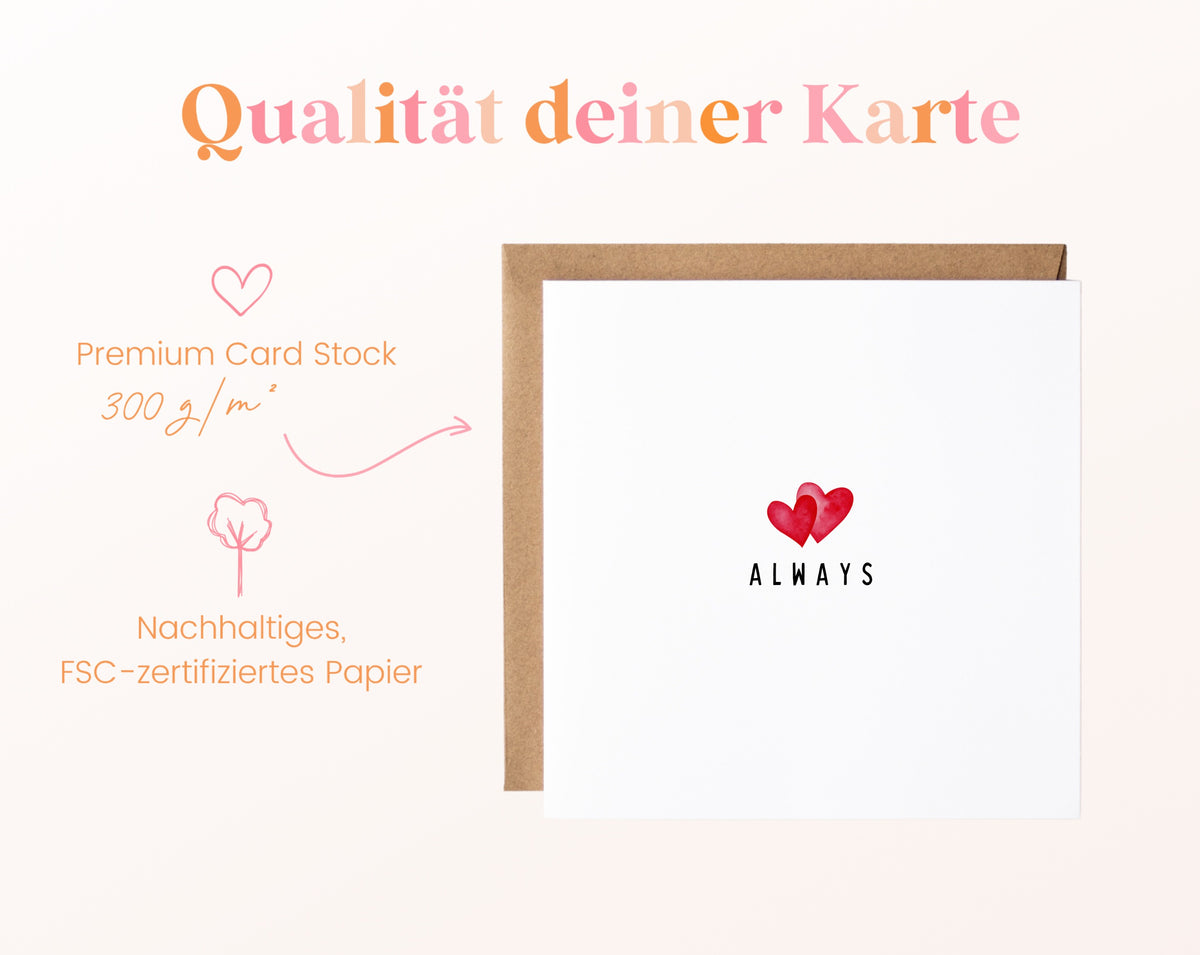 Always Herzkarte – Papierqualität 300 g/m²
