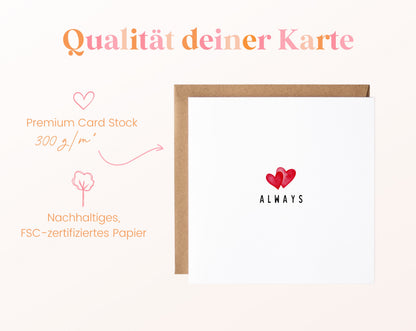 Always Herzkarte – Papierqualität 300 g/m²