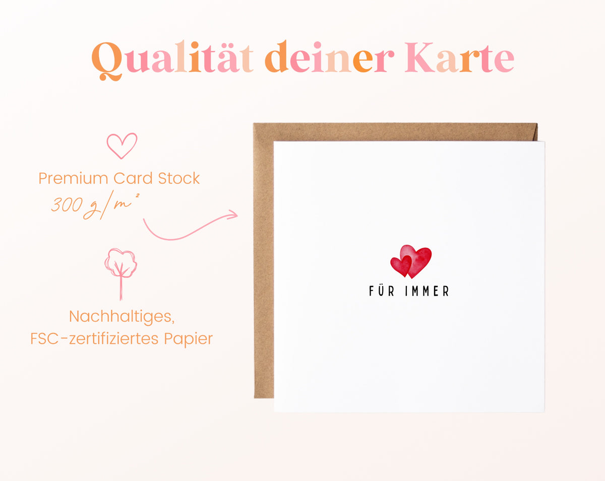 Für immer Herzkarte – Papierqualität 300 g/m²