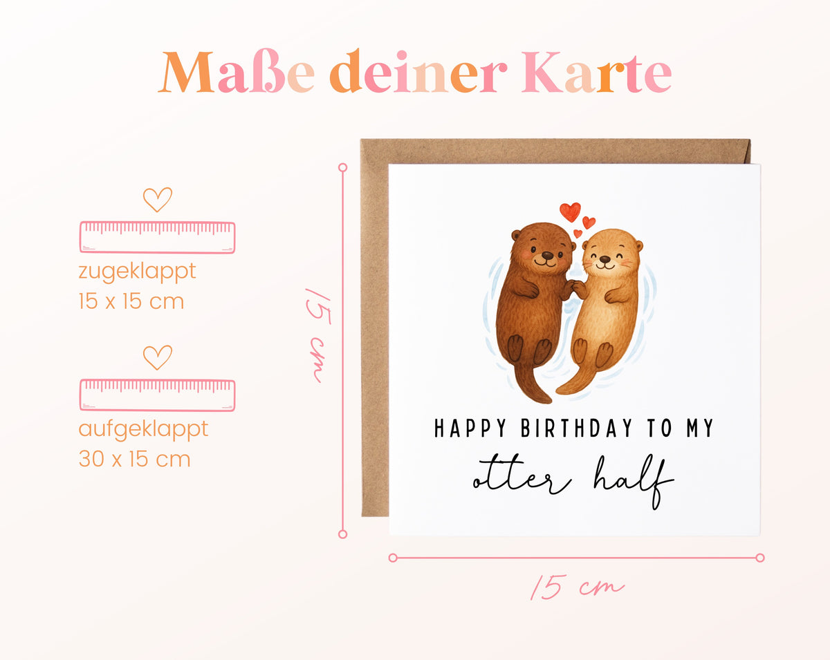 Otter Geburtstagskarte – Maße der Klappkarte