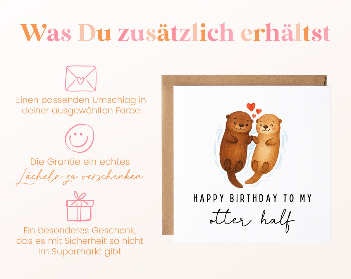 Otter Geburtstagskarte – Umschlag und Lieferumfang