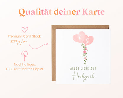 Hochzeitskarte auf 300 g/m² starkem FSC-zertifiziertem Papier
