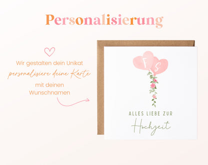 Beispiel der personalisierbaren Initialen in beiden Herzballons