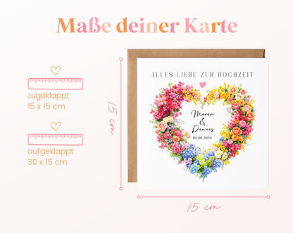 Maße der Hochzeitskarte