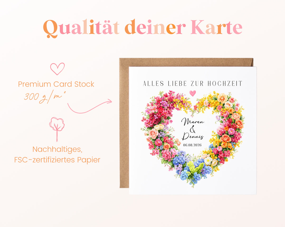 Papierqualität der Hochzeitskarte