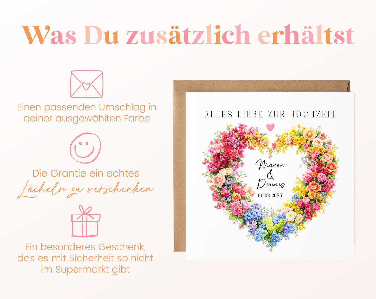 Hochzeitskarte mit Umschlag