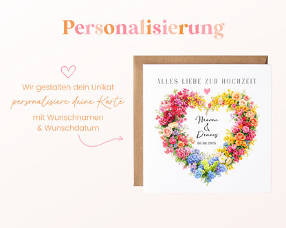 Hochzeitskarte mit Wunschnamen und Datum