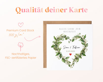 Hochzeitskarte auf 300 g/m² starkem FSC-zertifiziertem Papier