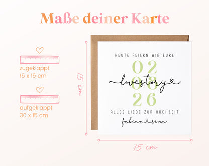 Maße der Hochzeitskarte