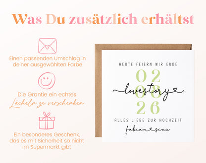 Hochzeitskarte mit passendem Umschlag