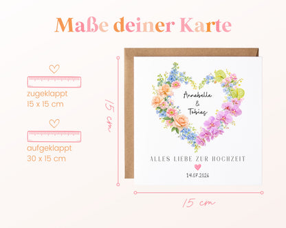 Maße der Hochzeitskarte