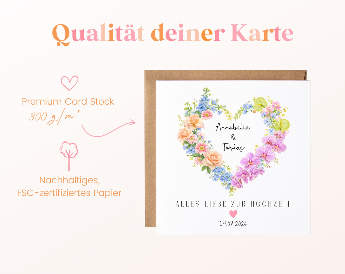 Papierqualität der Hochzeitskarte