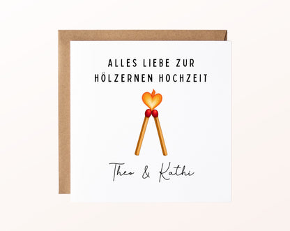 Streichhölzer-Karte zum 5. Hochzeitstag – Produktansicht