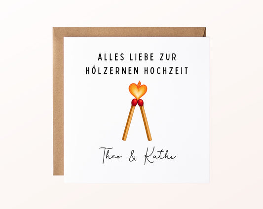 Streichhölzer-Karte zum 5. Hochzeitstag – Produktansicht