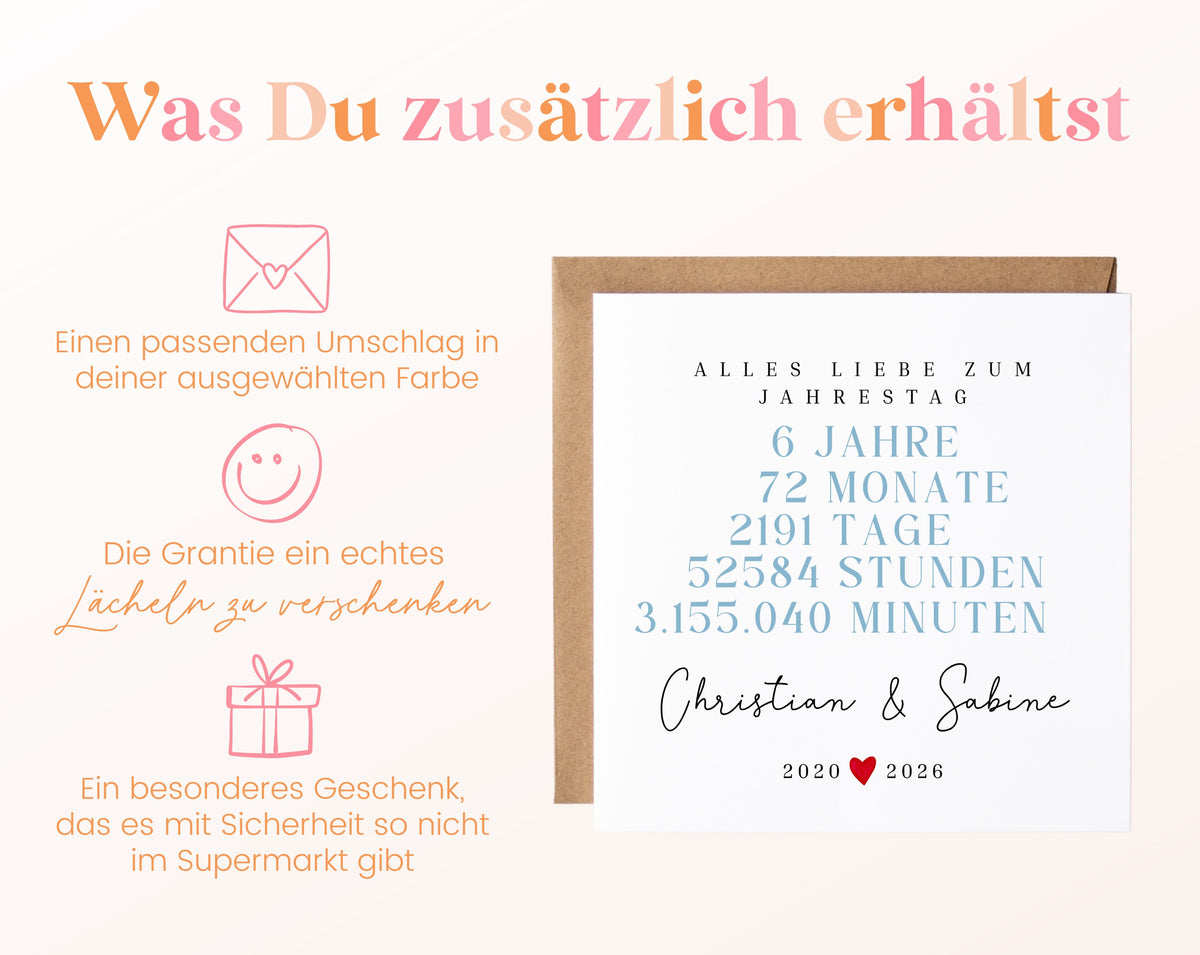 Personalisierte Karte zum 6. Jahrestag – Weitere Produktinformationen