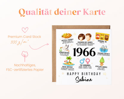 Personalisierte Geburtstagskarte Jahrgang 1966 – Alltag und Kindheit – Kartenpapier 300 g/m²