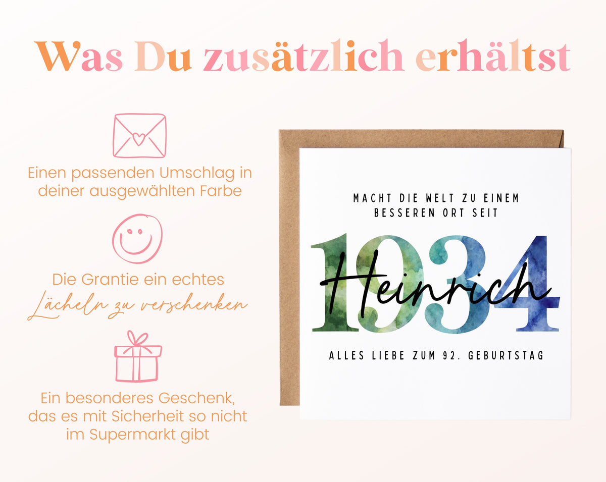Personalisierte Geburtstagskarte Jahrgang 1934 – Weitere Informationen zur Karte