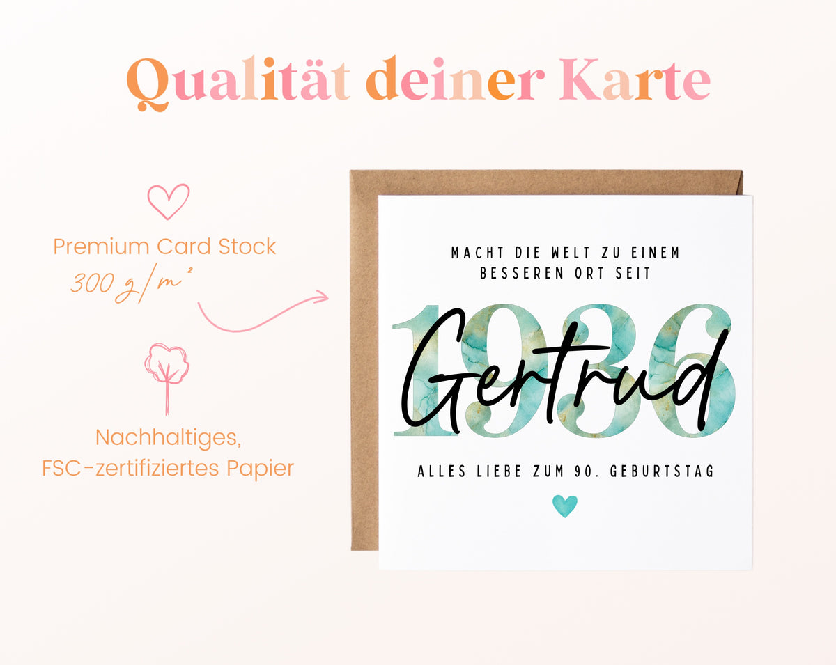 Personalisierte Geburtstagskarte Jahrgang 1936 – Kartenpapier mit 300 g/m²