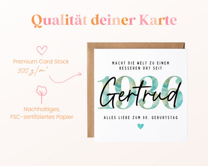 Personalisierte Geburtstagskarte Jahrgang 1936 – Kartenpapier mit 300 g/m²