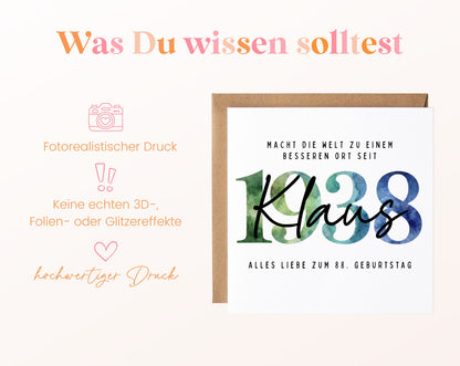 Personalisierte Geburtstagskarte Jahrgang 1938 – Informationen zur Geburtstagskarte