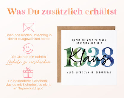 Personalisierte Geburtstagskarte Jahrgang 1938 – Weitere Informationen zur Karte