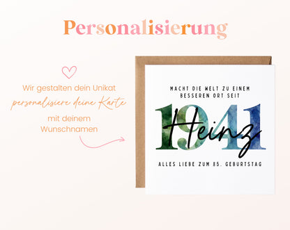 Personalisierte Geburtstagskarte Jahrgang 1941 – Beispiel der Namenspersonalisierung