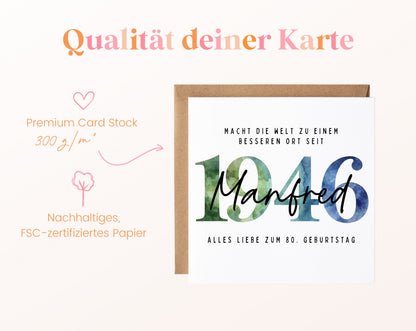 Personalisierte Geburtstagskarte Jahrgang 1946 – Kartenpapier mit 300 g/m²