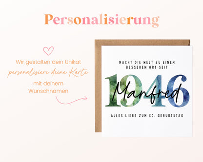 Personalisierte Geburtstagskarte Jahrgang 1946 – Beispiel der Namenspersonalisierung