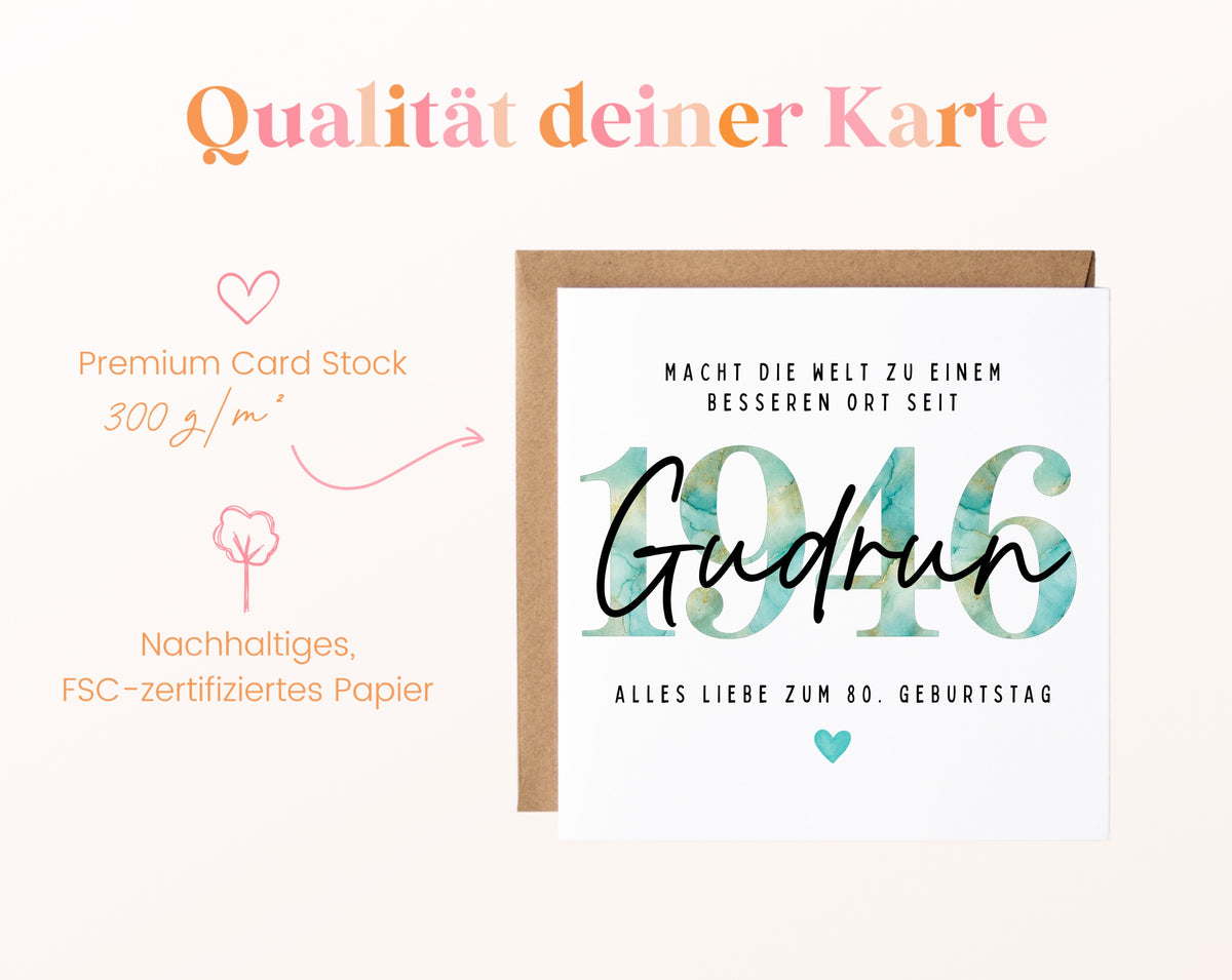 Personalisierte Geburtstagskarte Jahrgang 1946 – Kartenpapier mit 300 g/m²